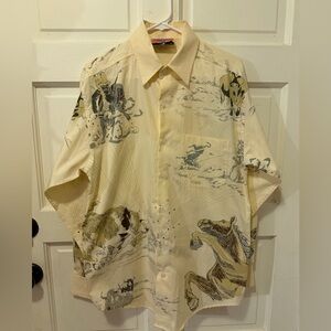 Vintage Rodeo Rider Western Bronco  Print Button-Up Shirt Sz s